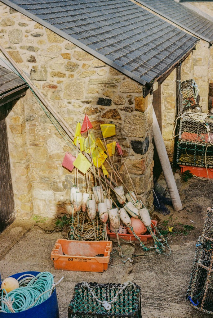 Fishing markers and gear resting in the harbour