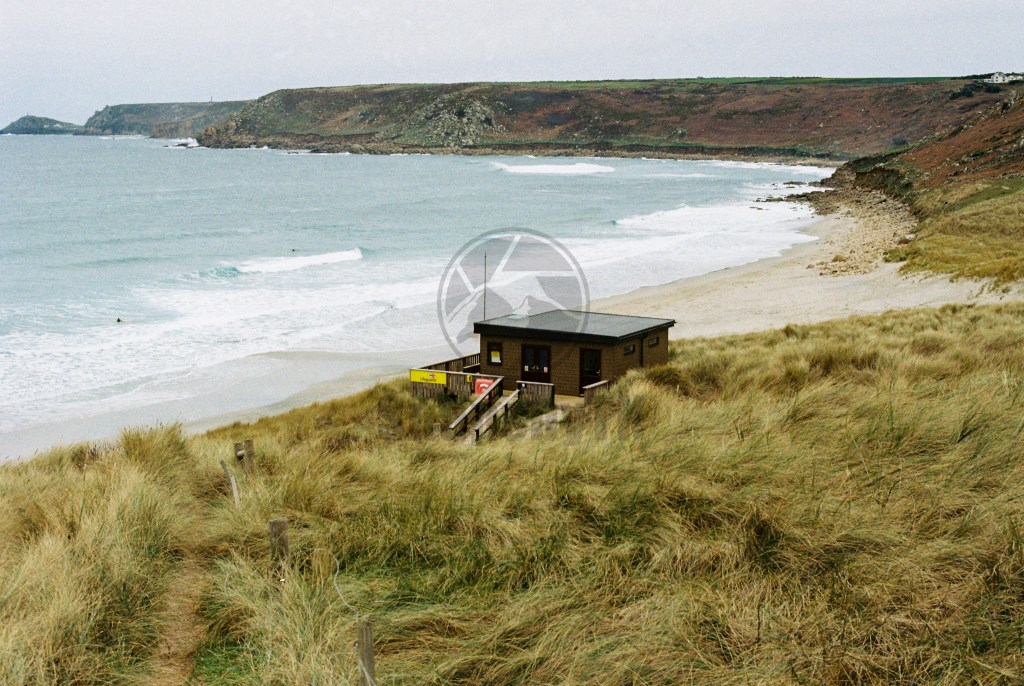 Lifeguard Hut on the Beach at Sennen Cove, shot on 35mm Kodak Colorplus film