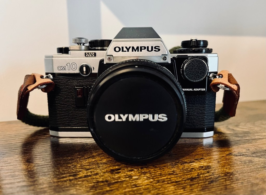 Olympus OM10 SLR Camera with 50mm Print Lens and Manual Adapter
